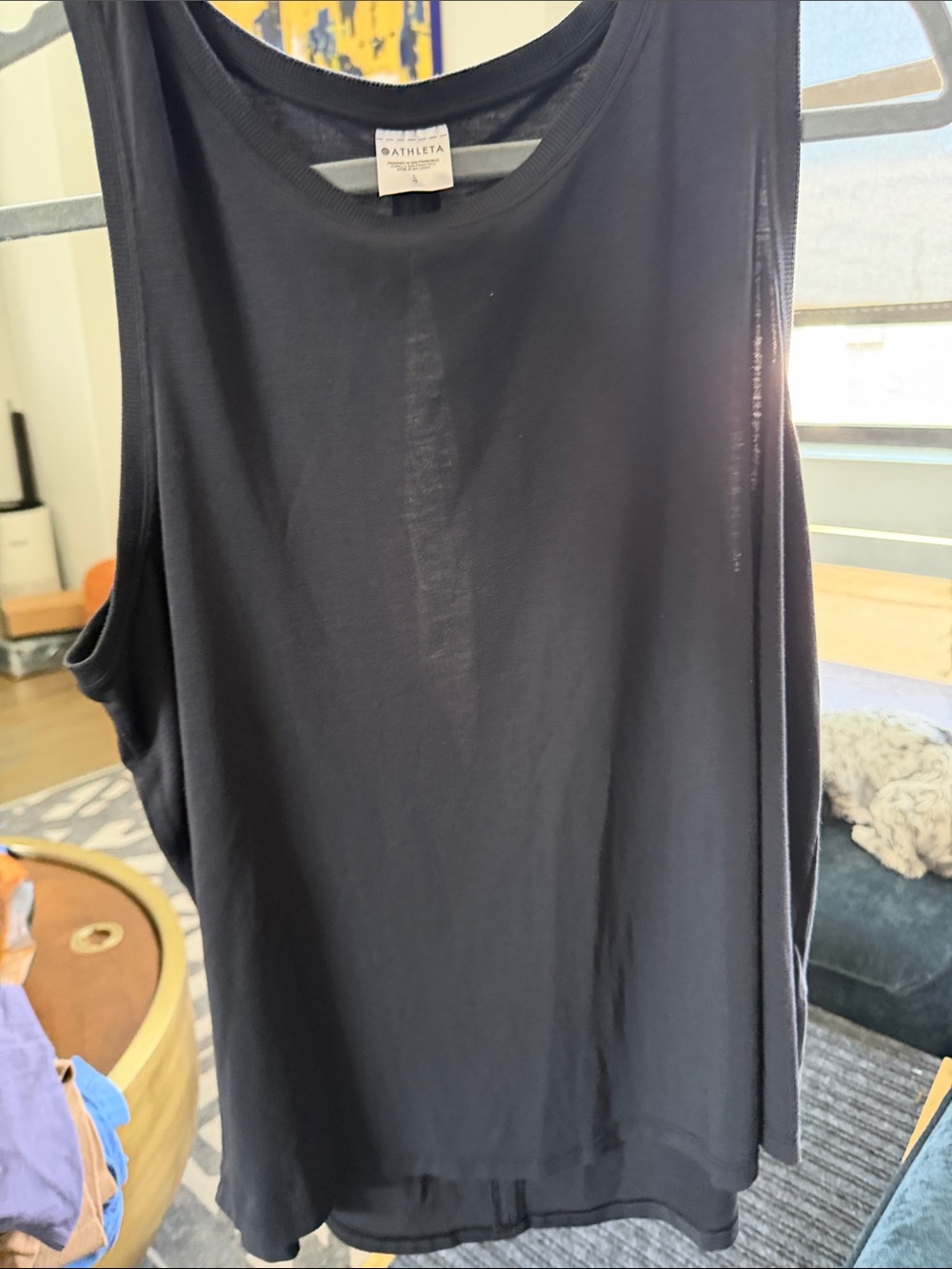 Athleta Black Relaxed Crew Neck Tank Top
